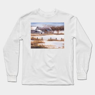 Snow Storm at the Farm Long Sleeve T-Shirt